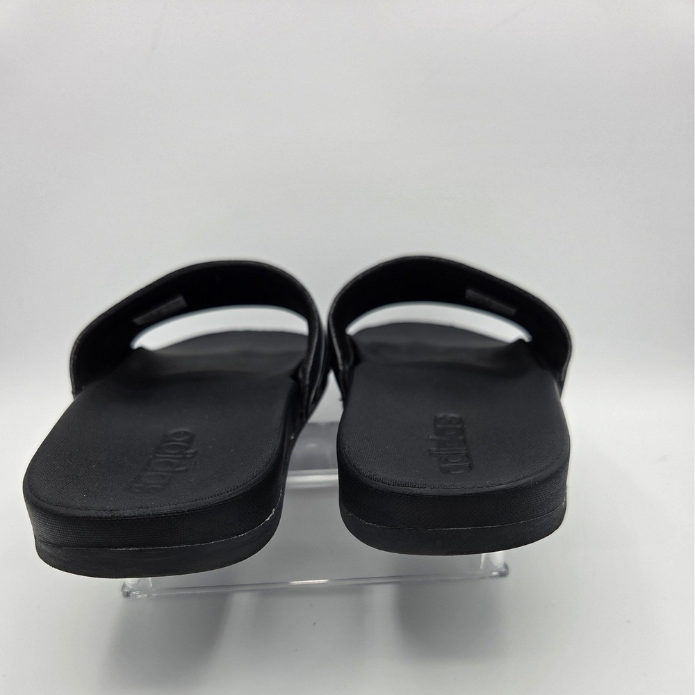 Adidas Adilette Shower Slides M-8 W-10 Black White 3-Stripes Sandals - Picture 5 of 7